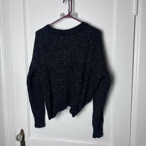 Sage the Label Women's Black Open Back Slouchy Twist Chunky Sweater Small NEW